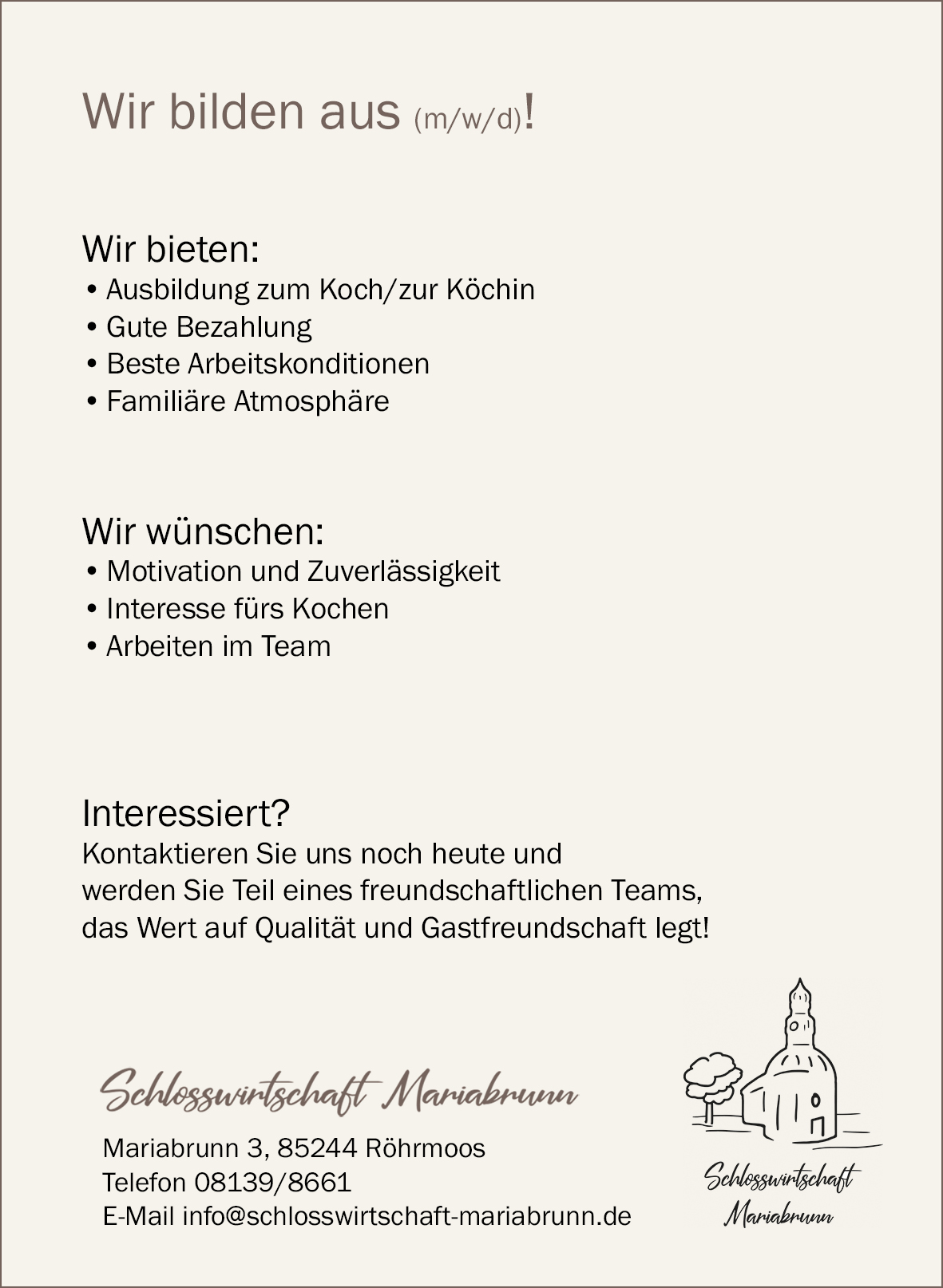 Stellenanzeige Lehrling